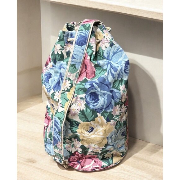 Vintage Lacrosse Drawstring Closure Backpack Floral - Picture 2 of 5
